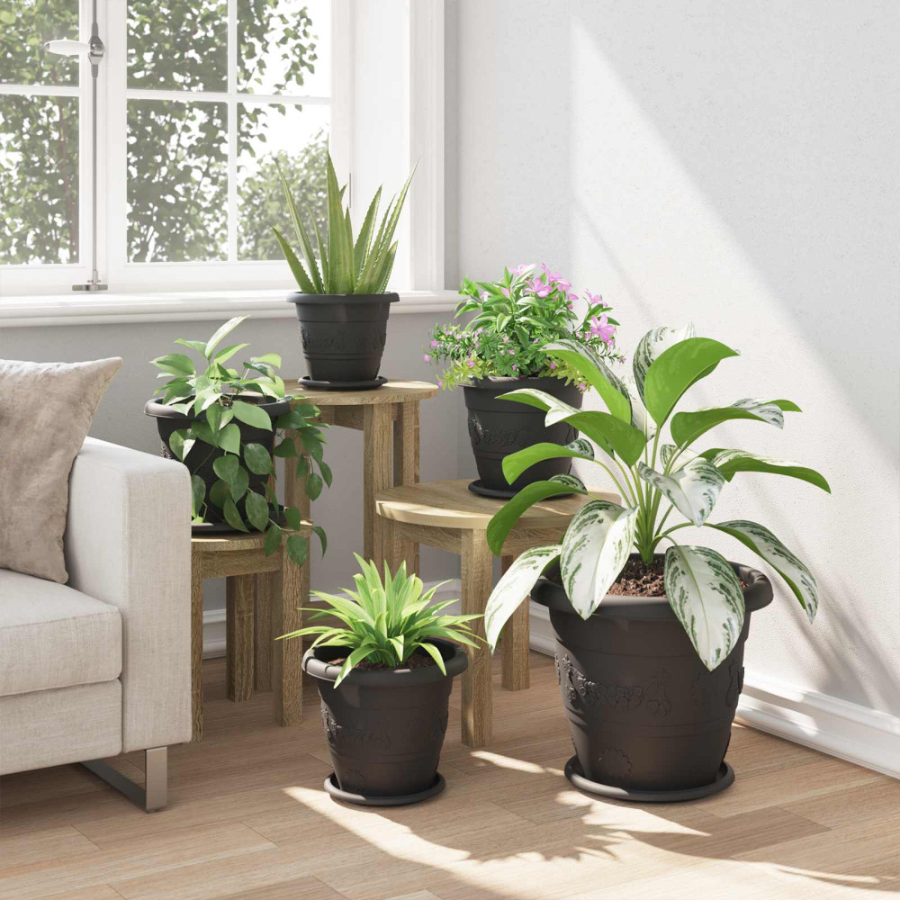 Produktbild för Växtkrukor 6 pcs Svart Ø 26 x 21,5 cm Plast