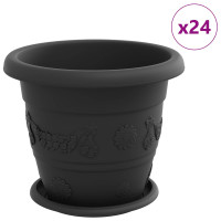 Produktbild för Växtkrukor 24 pcs Svart Ø 26 x 21,5 cm Plast