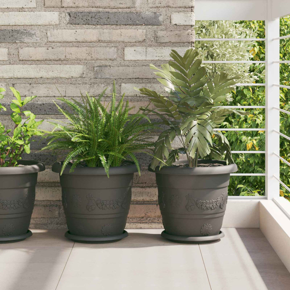Produktbild för Växtkrukor 24 pcs Svart Ø 30 x 25 cm Plast