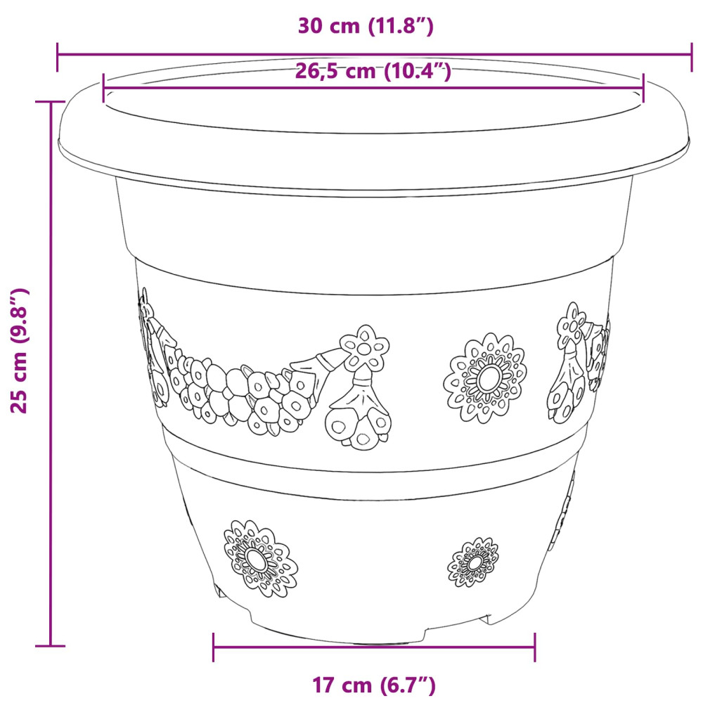 Produktbild för Växtkrukor 24 pcs Svart Ø 30 x 25 cm Plast