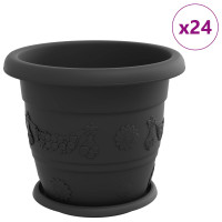 Produktbild för Växtkrukor 24 pcs Svart Ø 30 x 25 cm Plast