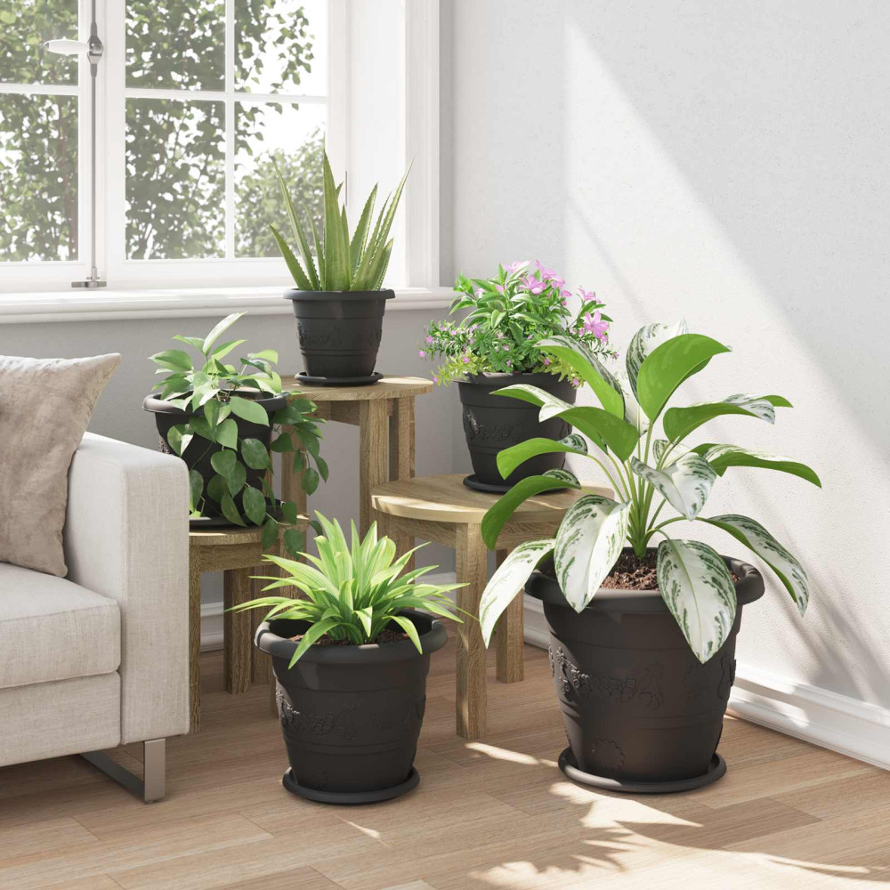 Produktbild för Växtkrukor 24 pcs Svart Ø 30 x 25 cm Plast