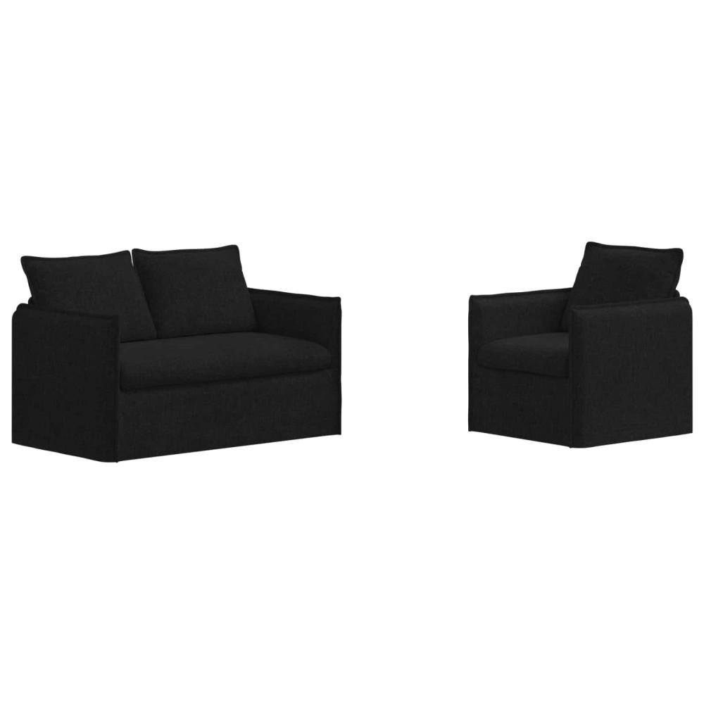 Produktbild för Soffset 2 pcs Svart 136 x 82 x 85 cm Tyg