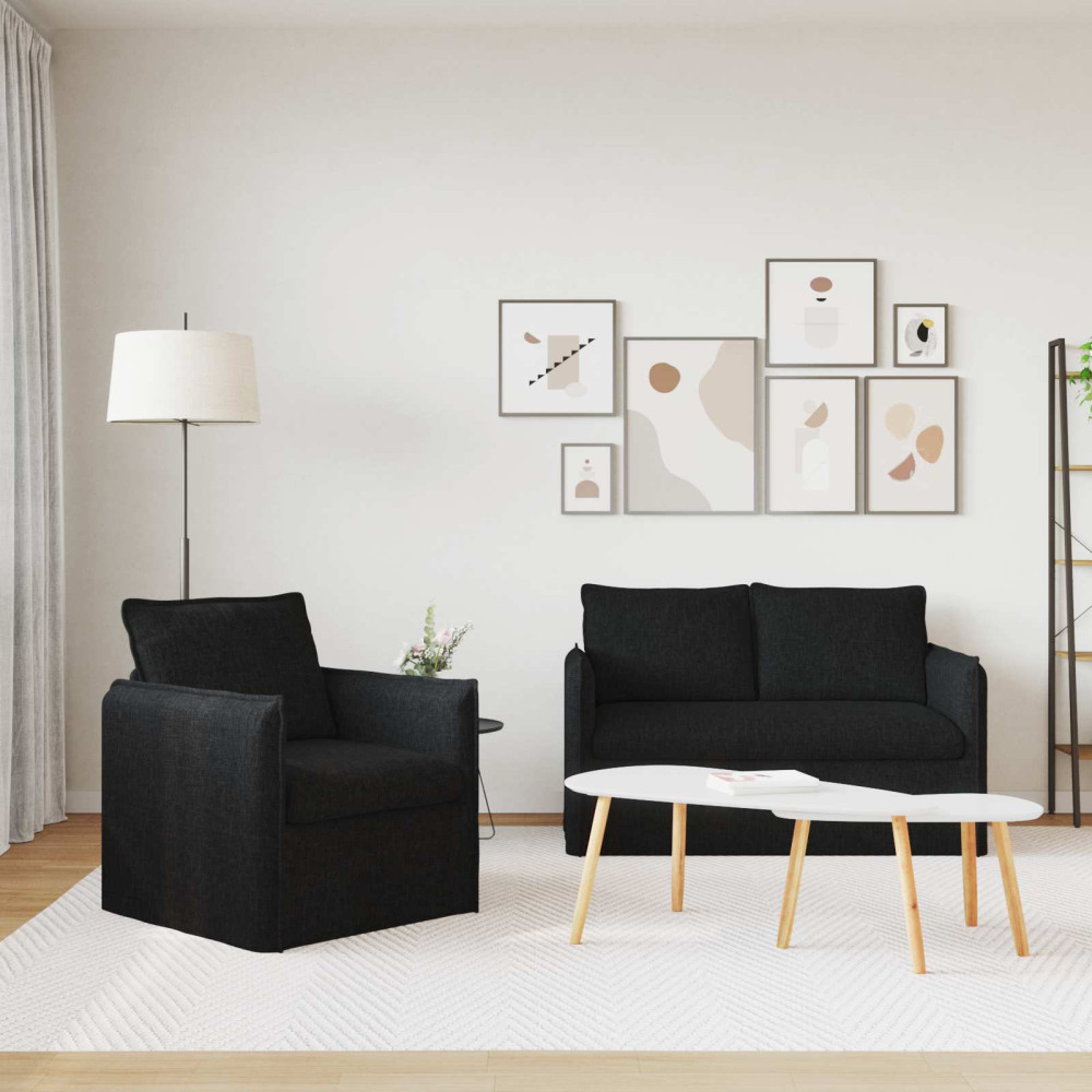 Produktbild för Soffset 2 pcs Svart 136 x 82 x 85 cm Tyg