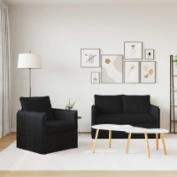Produktbild för Soffset 2 pcs Svart 136 x 82 x 85 cm Tyg