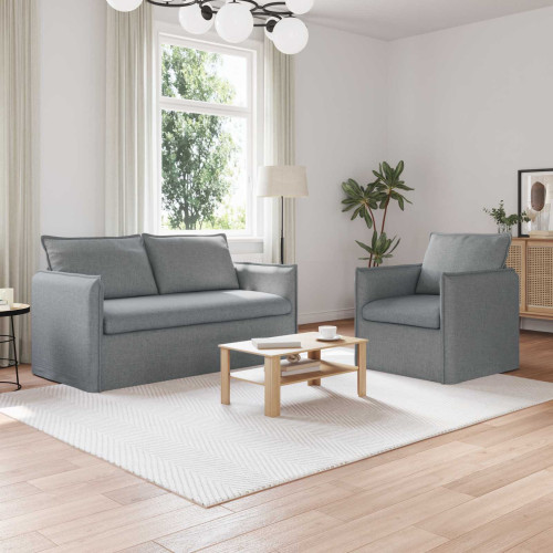 vidaXL Soffset 2 pcs Ljusgrå 156 x 82 x 85 cm Tyg