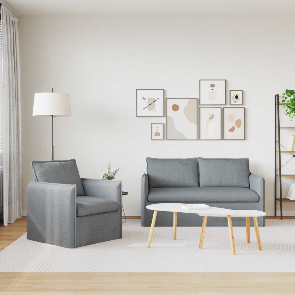 Produktbild för Soffset 2 pcs Ljusgrå 156 x 82 x 85 cm Tyg