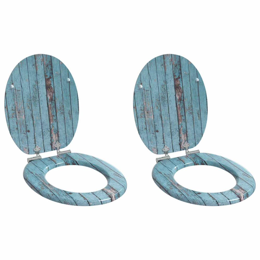 Produktbild för Mjukt stängande toalettlock 2 pcs Blå 44 x 38 cm MDF-board