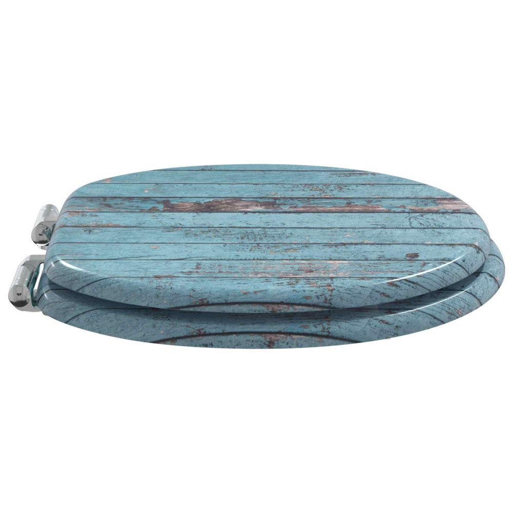 Produktbild för Mjukt stängande toalettlock 2 pcs Blå 44 x 38 cm MDF-board