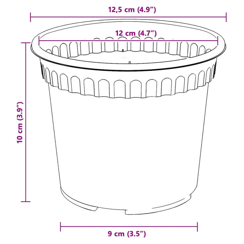 Produktbild för Rund Blomkruka 6 pcs Murgrön Ø 12,5 x 10 cm Plast
