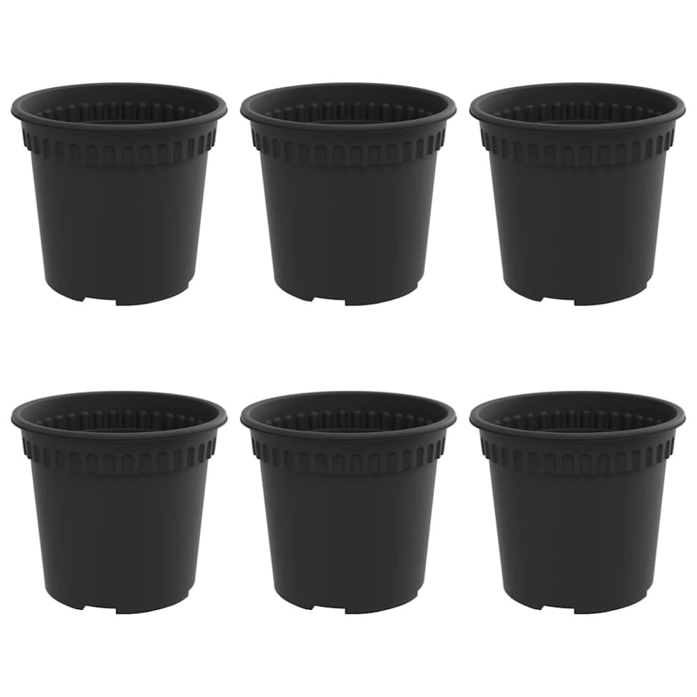 Produktbild för Rund Blomkruka 6 pcs Svart Ø 15 x 12 cm Plast