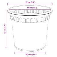 Produktbild för Rund Blomkruka 6 pcs Svart Ø 15 x 12 cm Plast