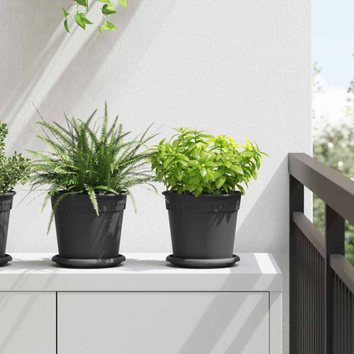vidaXL Rund Blomkruka 6 pcs Svart Ø 17 x 14 cm Plast