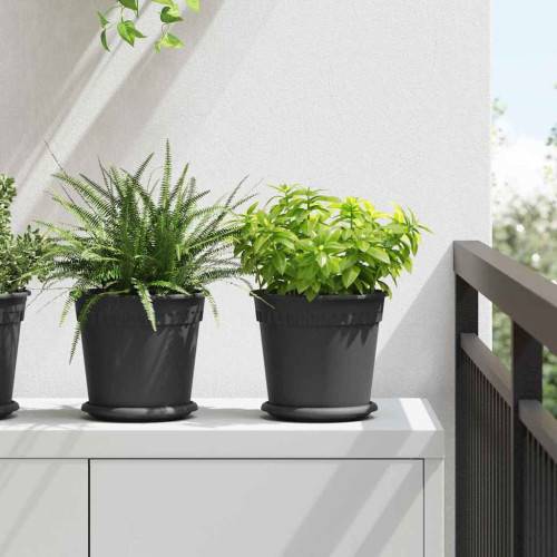 vidaXL Rund Blomkruka 6 pcs Svart Ø 19 x 16 cm Plast