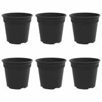 Produktbild för Rund Blomkruka 6 pcs Svart Ø 19 x 16 cm Plast
