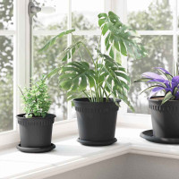Produktbild för Rund Blomkruka 6 pcs Svart Ø 19 x 16 cm Plast