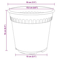Produktbild för Rund Blomkruka 6 pcs Svart Ø 19 x 16 cm Plast