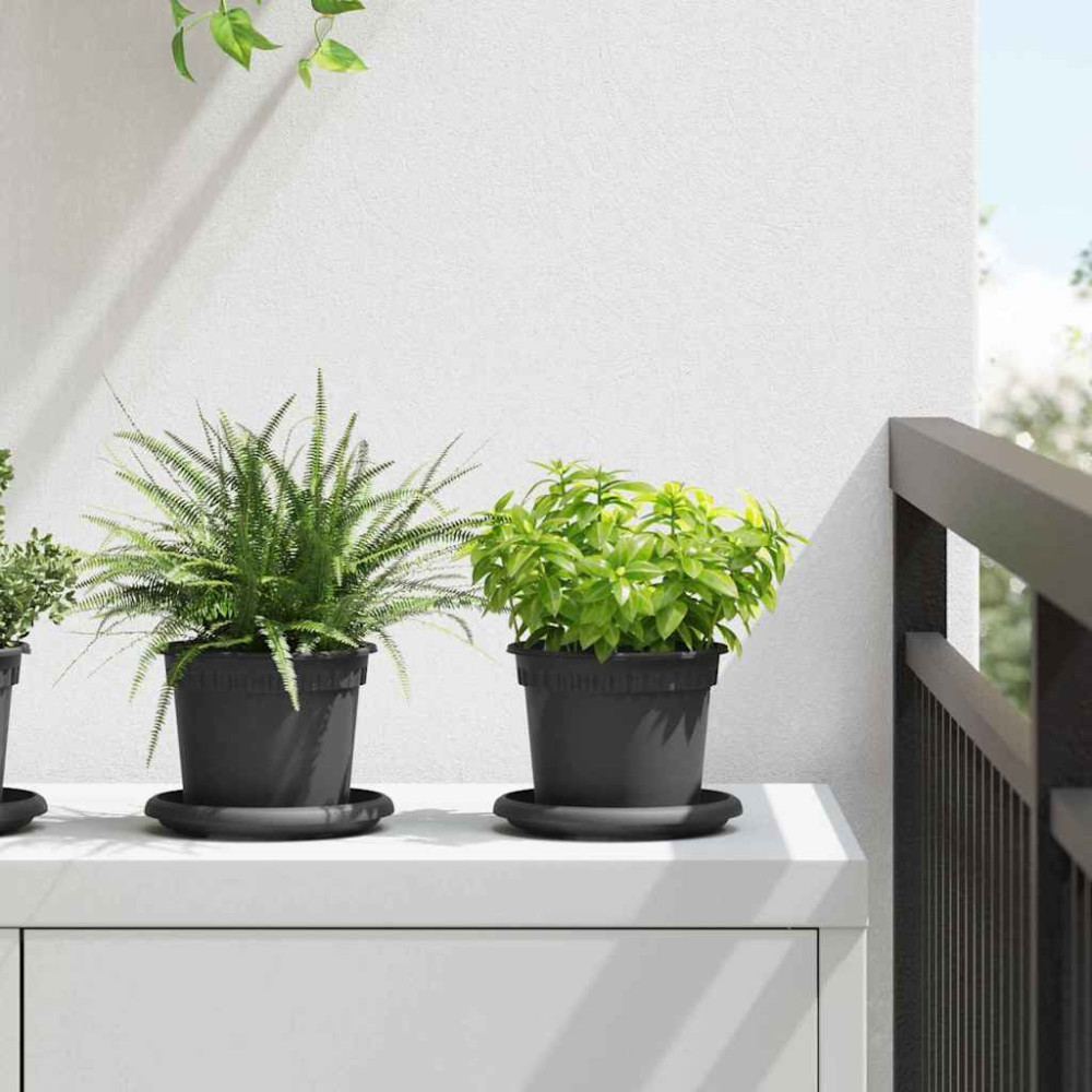 Produktbild för Rund Blomkruka 24 pcs Svart Ø 12,5 x 10 cm Plast