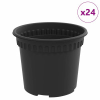 Produktbild för Rund Blomkruka 24 pcs Svart Ø 12,5 x 10 cm Plast