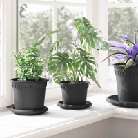 Produktbild för Rund Blomkruka 24 pcs Svart Ø 12,5 x 10 cm Plast