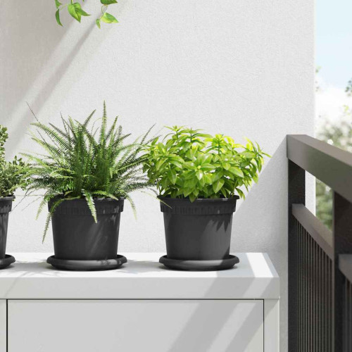 vidaXL Rund Blomkruka 24 pcs Svart Ø 15 x 12 cm Plast
