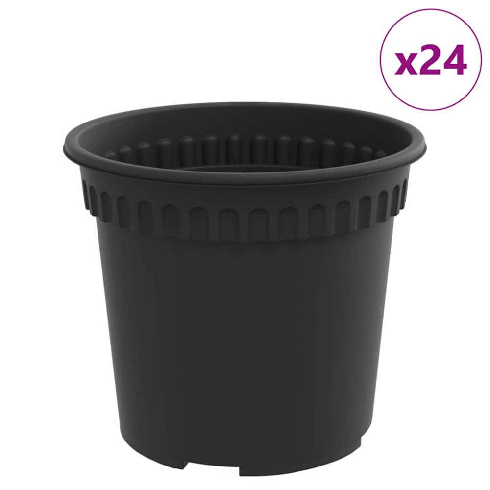 Produktbild för Rund Blomkruka 24 pcs Svart Ø 15 x 12 cm Plast