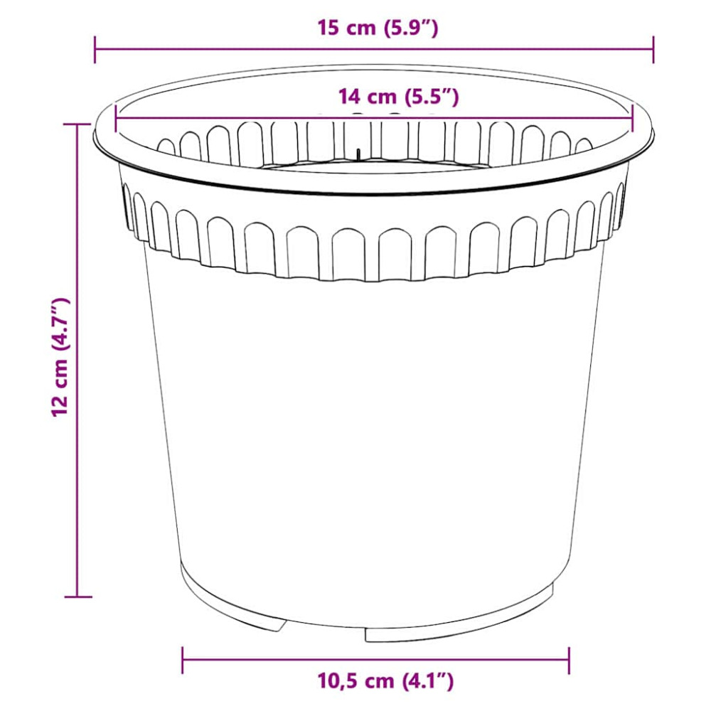 Produktbild för Rund Blomkruka 24 pcs Svart Ø 15 x 12 cm Plast