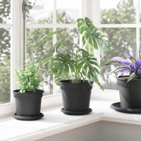 Produktbild för Rund Blomkruka 24 pcs Svart Ø 17 x 14 cm Plast
