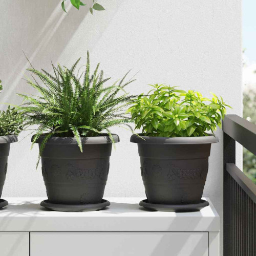 vidaXL Rund Blomkruka 6 pcs Svart Ø 22 x 18 cm Plast