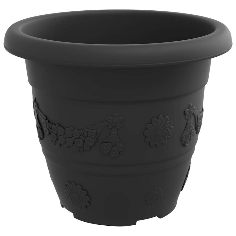 Produktbild för Rund Blomkruka 6 pcs Svart Ø 22 x 18 cm Plast