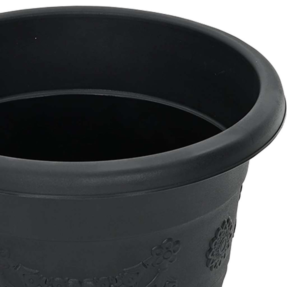 Produktbild för Rund Blomkruka 6 pcs Svart Ø 22 x 18 cm Plast