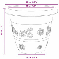 Produktbild för Rund Blomkruka 6 pcs Svart Ø 22 x 18 cm Plast