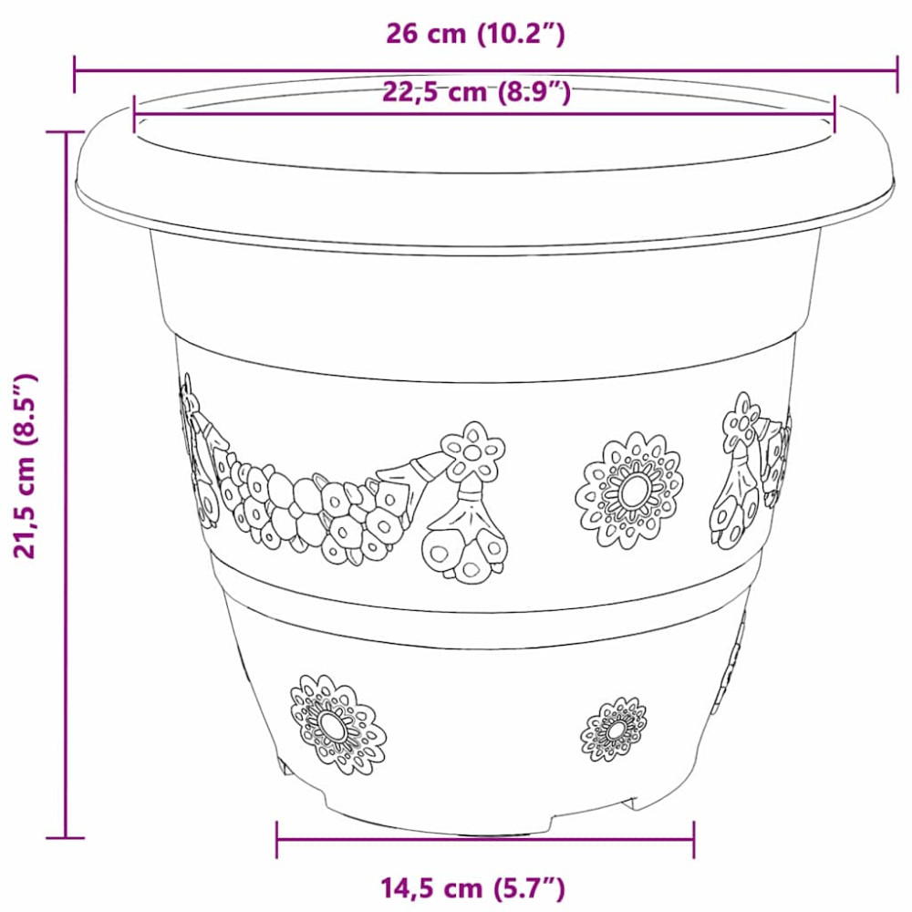 Produktbild för Rund Blomkruka 24 pcs Murgrön Ø 26 x 21.5 cm Plast