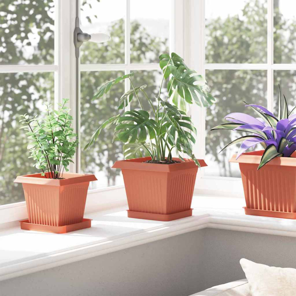 Produktbild för Kvadratisk Blomkruka 6 pcs Murgrön 20 x 20 x 16 cm Plast