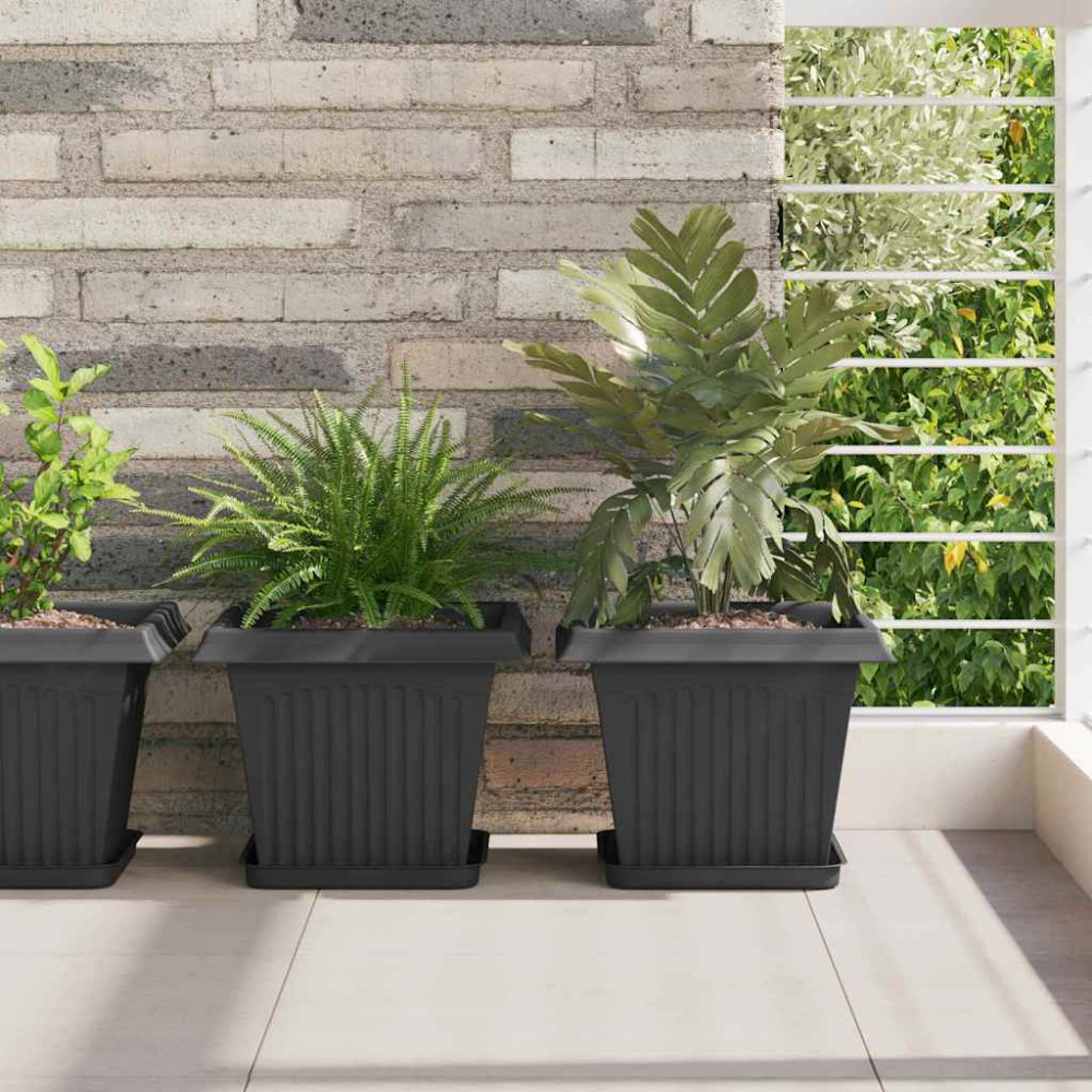 Produktbild för Kvadratisk Blomkruka 24 pcs Svart 28,5 x 28,5 x 22 cm Plast