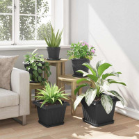 Produktbild för Kvadratisk Blomkruka 24 pcs Svart 28,5 x 28,5 x 22 cm Plast