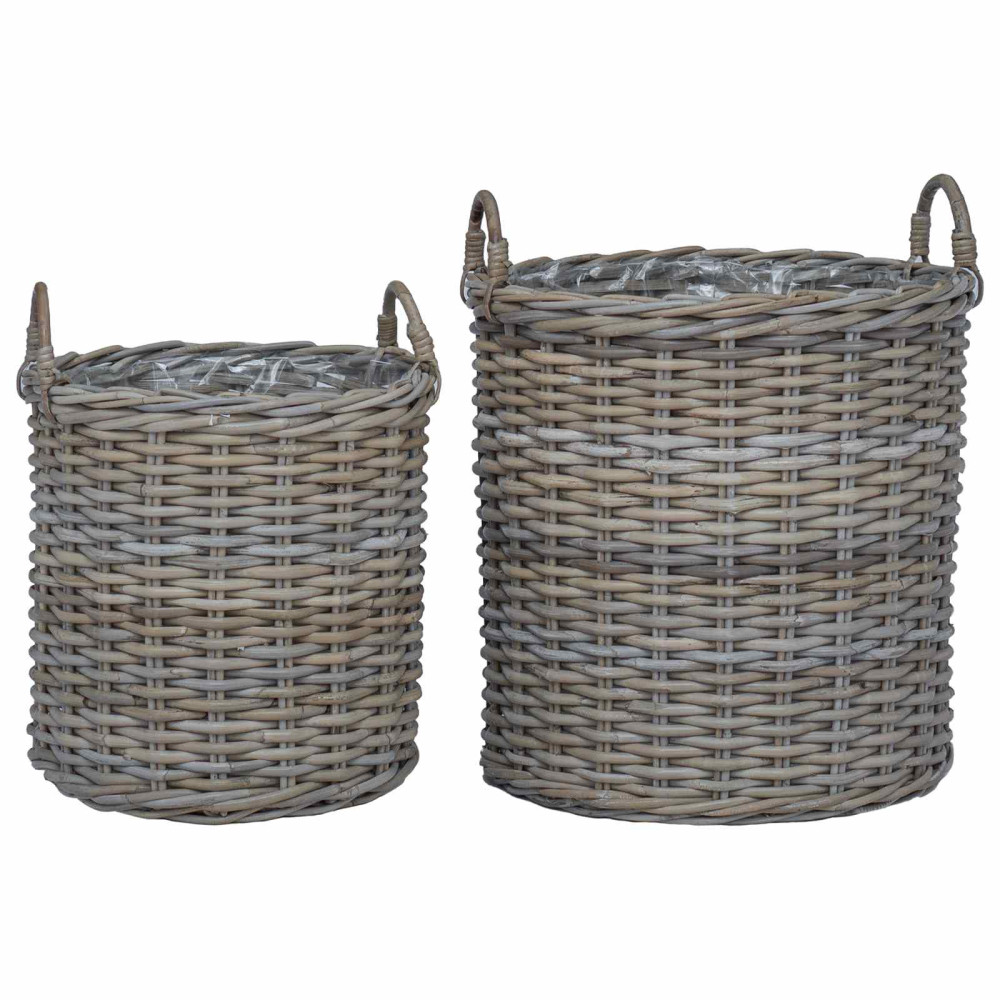 Produktbild för Planteringskorg med lagring 2 pcs Grå Lacak rotting
