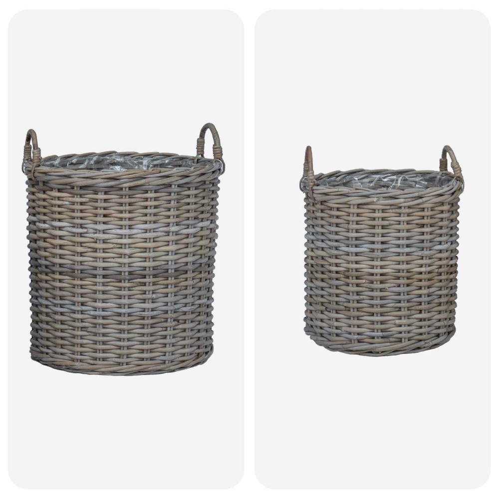 Produktbild för Planteringskorg med lagring 2 pcs Grå Lacak rotting