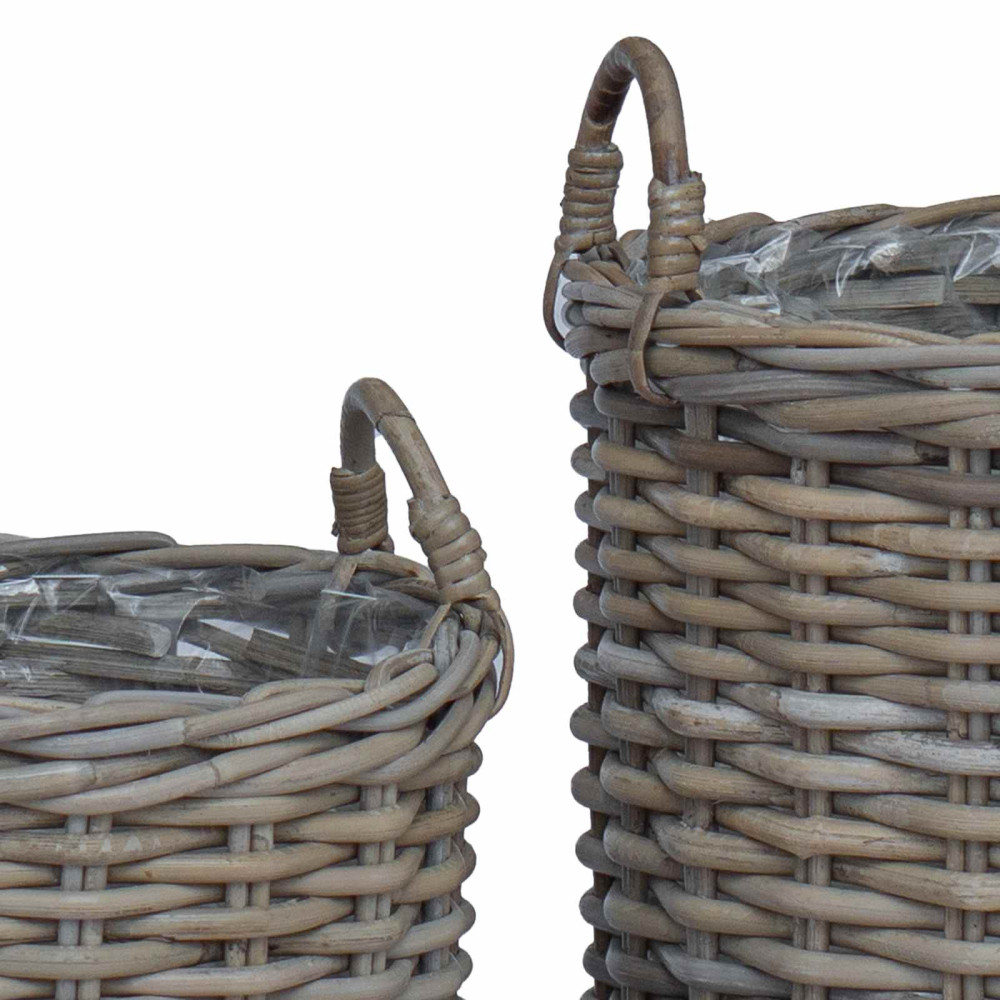 Produktbild för Planteringskorg med lagring 2 pcs Grå Lacak rotting