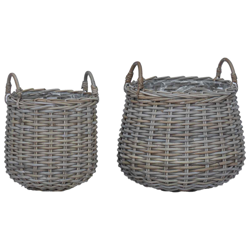 Produktbild för Planteringskorg med lagring 2 st Naturlig grå Lacak-rattan