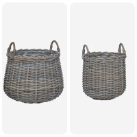 Produktbild för Planteringskorg med lagring 2 st Naturlig grå Lacak-rattan