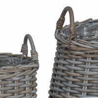 Produktbild för Planteringskorg med lagring 2 st Naturlig grå Lacak-rattan