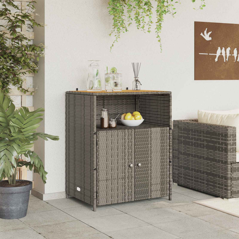 Produktbild för Skåp med hylla Grå 70 x 50 x 87 cm Polyester och Roly Rattan