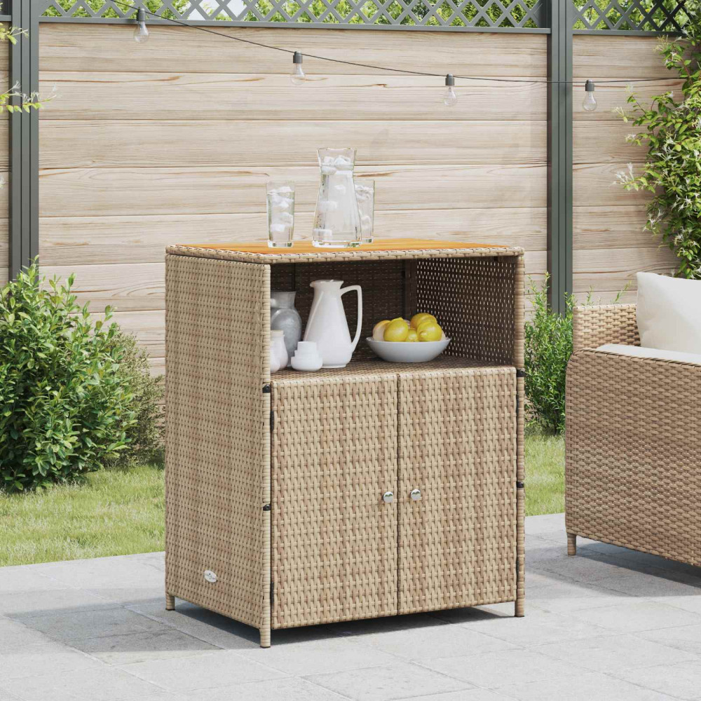 Produktbild för Skåp med hylla Beige 70 x 50 x 87 cm Polyester och Roly Rattan