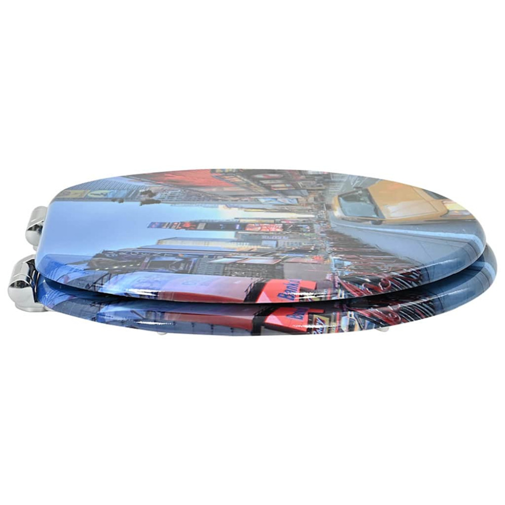 Produktbild för Mjukt stängande toalettlock Flerfärgsdesign 44 x 38 cm