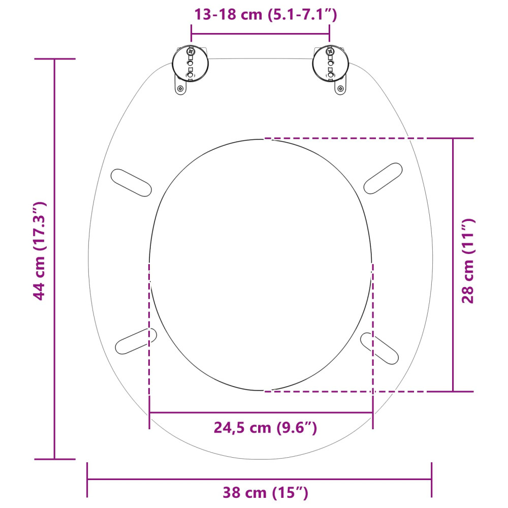 Produktbild för Mjukt stängande toalettlock Grå 44 x 38 cm MDF-board