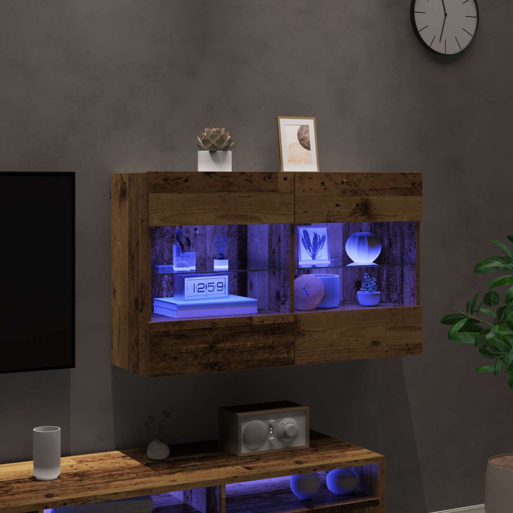 Produktbild för TV Vägghylla Gammalt trä 98,5 x 30 x 60,5 cm Konstruerat trä