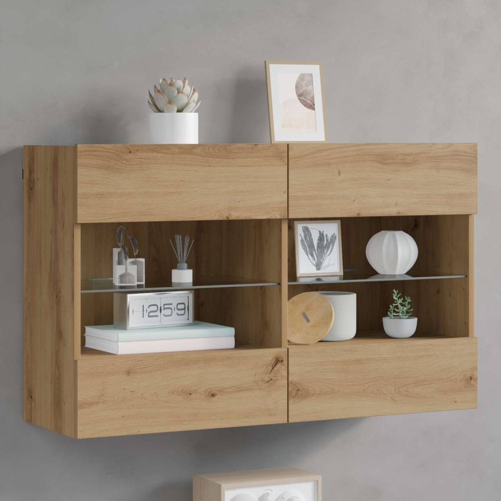 Produktbild för TV Vägghylla 98,5 x 30 x 60,5 cm Artisan Ek Konstruerat trä