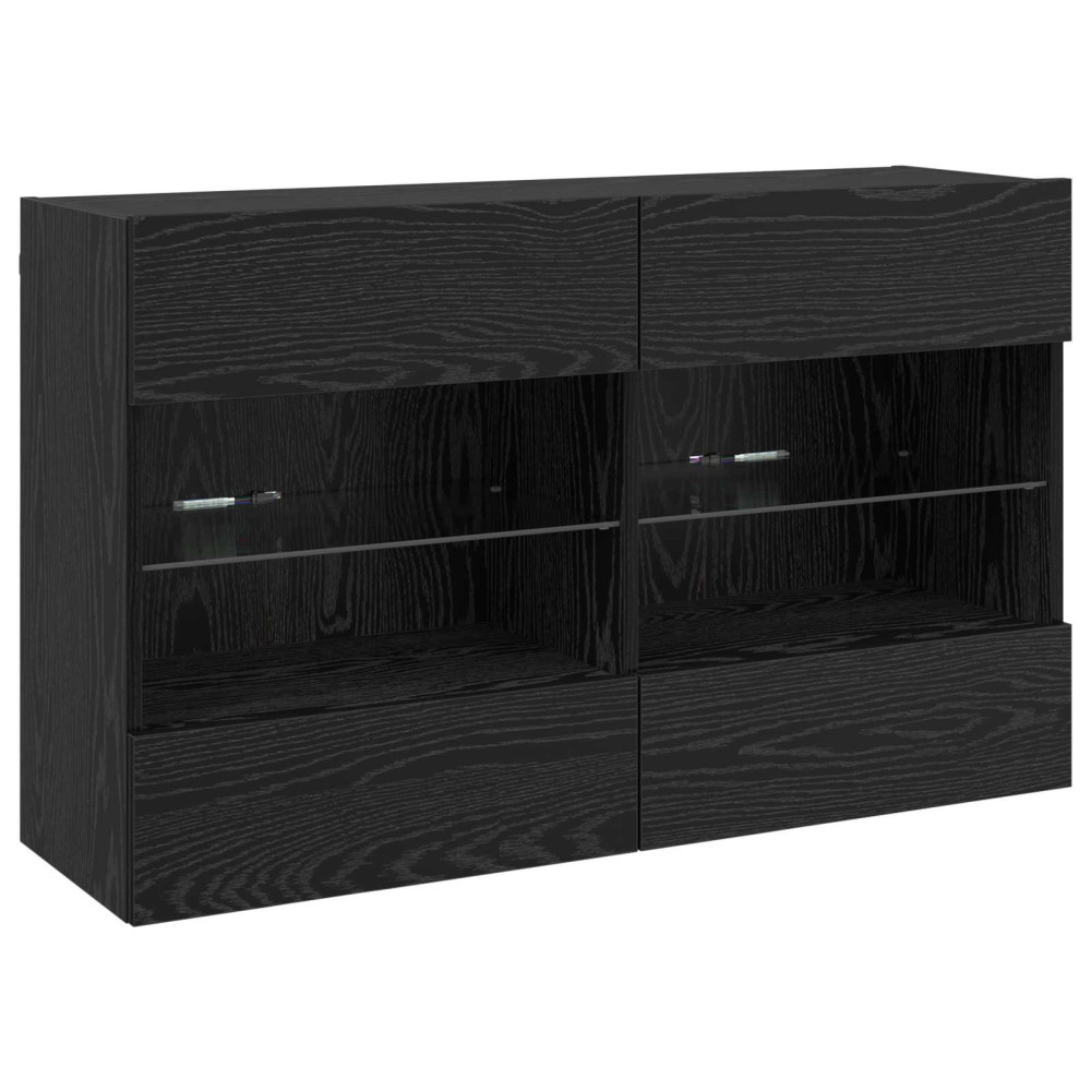 Produktbild för TV Vägghylla Svart Ek 98,5 x 30 x 60,5 cm Konstruerat trä