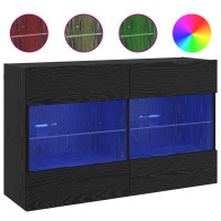 Produktbild för TV Vägghylla Svart Ek 98,5 x 30 x 60,5 cm Konstruerat trä